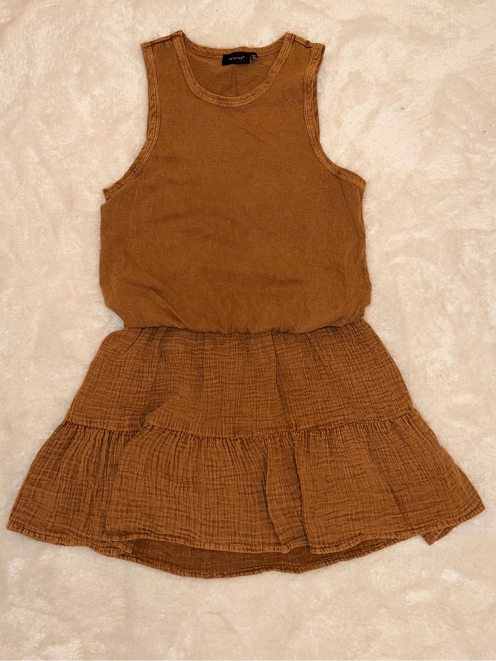 RD Style Rust Brown Sleeveless Tiered Dress